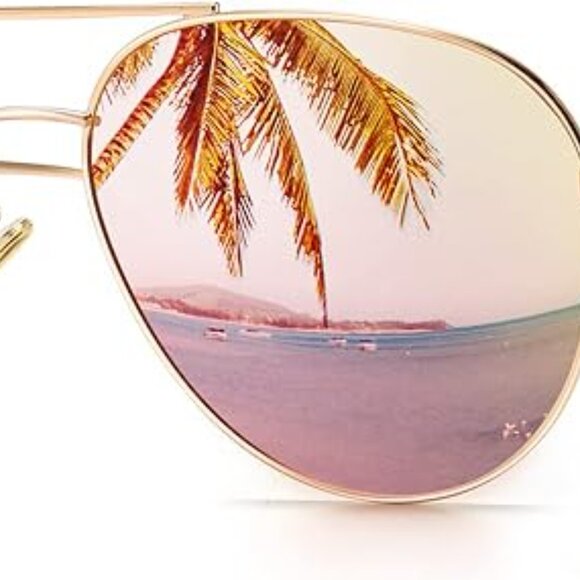 Women\'s Lightweight Oversized Aviator Sunglasses - Mirrored Polarized Lens